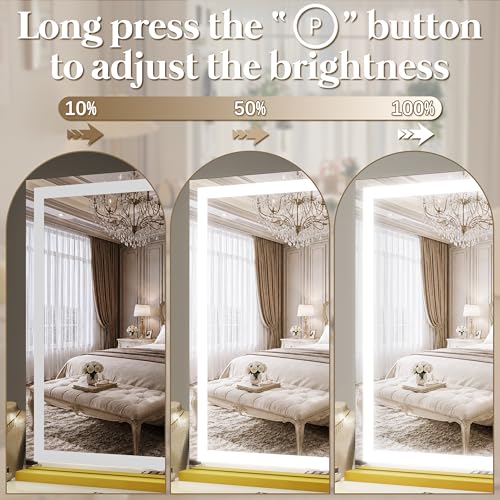 Image of FENNIO Large Vanity Mirror with Lights,40 inch x 28 inchMakeup Mirror with Lights,Hollywood Mirror with 3 Color Modes & Adjustable Brightness,Vanity Mirror Square Gold