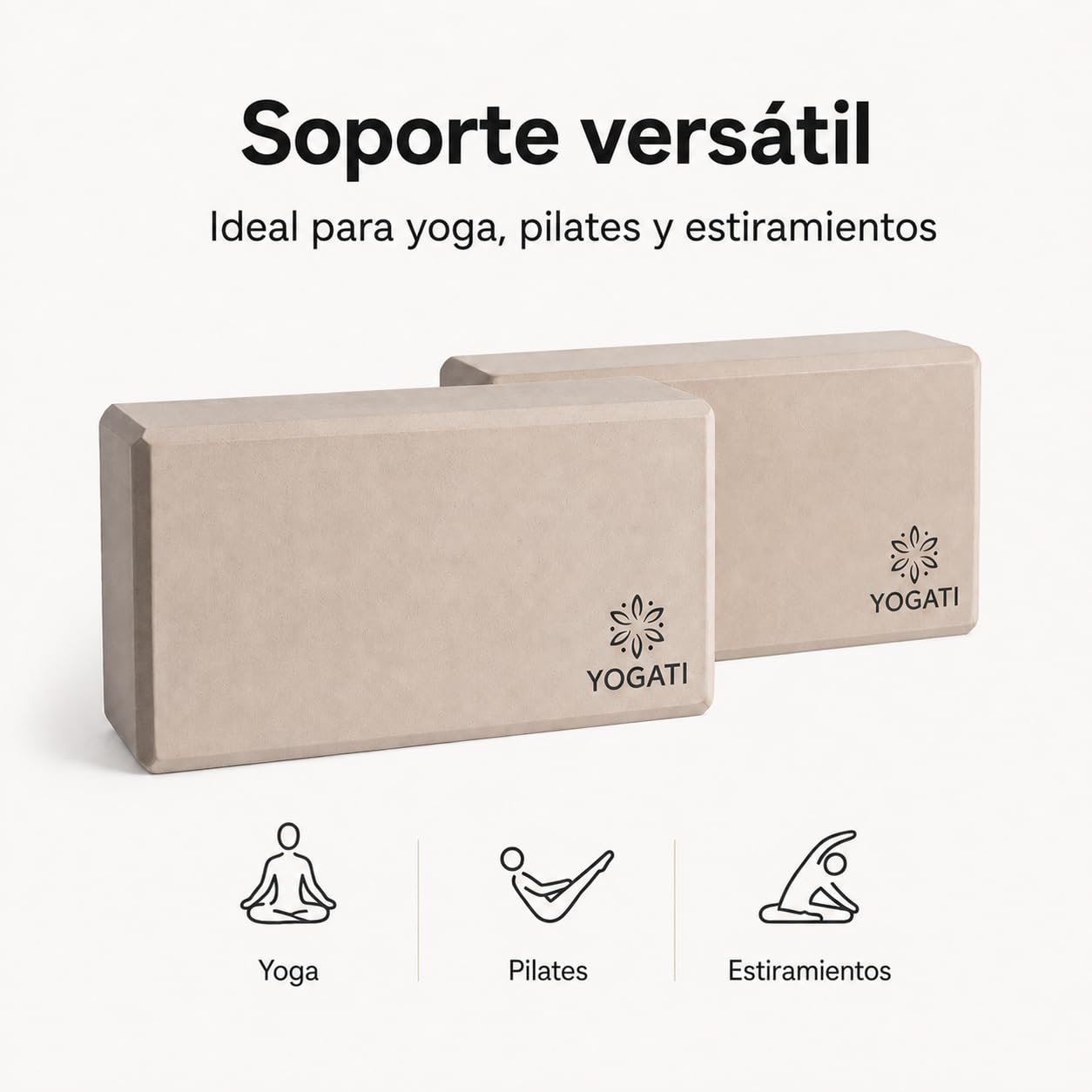 YOGATI® Set di 2 Blocchi Yoga in Schiuma Eva | Blocchi Yoga Antiscivolo per Esercizi | Dimensioni 22 X 12 X 7.5 Cm | Accessori Yoga per Principianti e Fitness