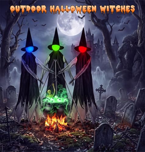 Halloween Witches Outdoor, 4.2 FT Set of 3 Witches Holding Hands - image 6