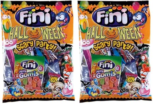 Fini Scary Party Mix | Surtido de Dulces Halloween con Gominolas, Piruletas, Geles y Chicles - 180 gr (Paquete de 2)