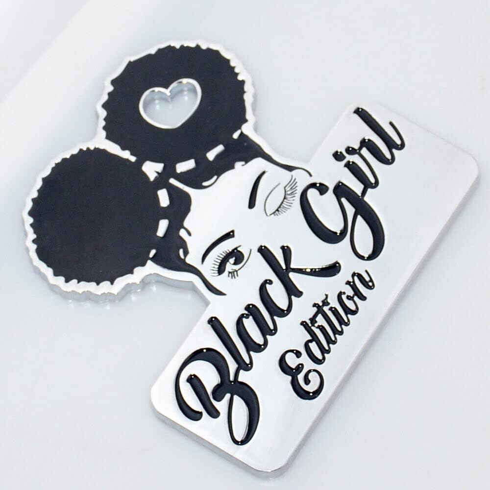 1x Black Girl Edition Emblem 3D Fender Badge Car Truck Sticker Decal Fit for Universal Car Truck SUV (Chrome Black)