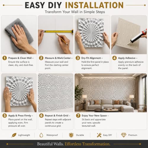 Image of Kayra Decor 3D PVC Wall Panels for Bedroom & Living Room | Mandala Design | Metallic Coffee Color | 19.7 x 19.7 Inch | Pack of 40 | 107.6 Sq Ft