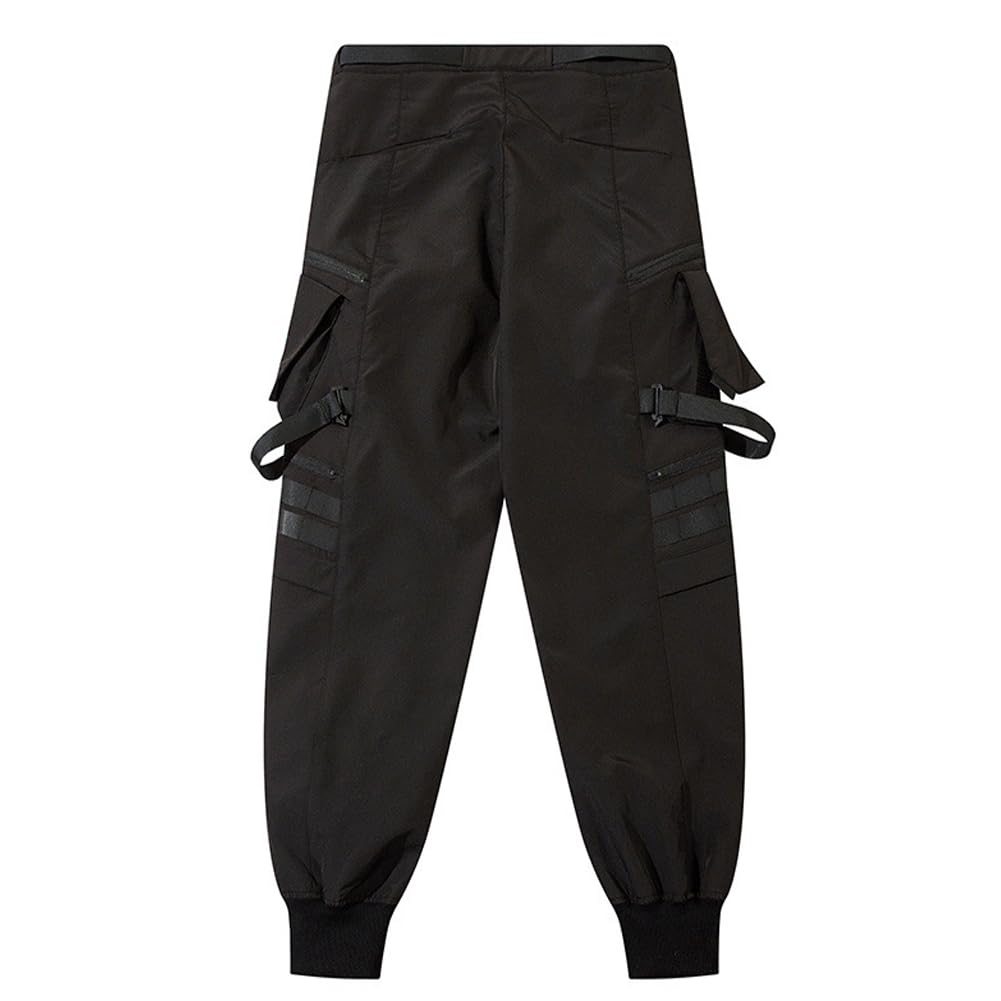 Punk-Joggerhose für Herren, mit mehreren Taschen, Streetwear, Cargohose, schwarz, taktische Techwear, Hip-Hop-Hose, Band