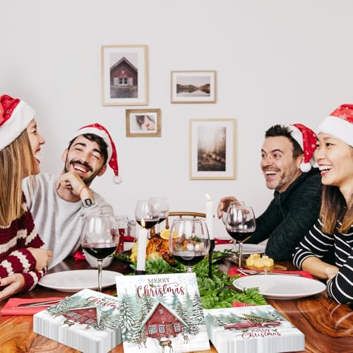 40Pcs Christmas Napkins - Christmas Party Supplies Winter Snowflake Paper Napkins Red Christmas Truck Xmas Tree Theme Decoration for Xmas Winter Holiday Party Supplies – Image 3