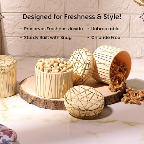 Image of SELVEL Airtight Storage Containers | BPA-Free, Food-Grade, Unbreakable Polypropylene | Multipurpose for Kitchen & Pantry | Space-Saving & Durable - Set of 3 (450ML Each) (Timeless Ivory)