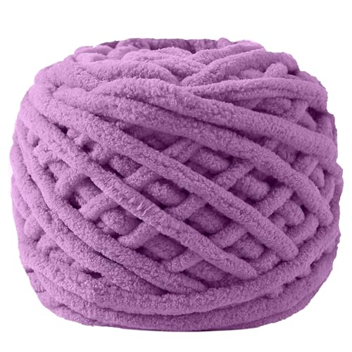 Image of Plush Chenille Chunky Yarn for Crocheting 100g(54.6yd) - Bulky Thick Fluffy Yarn for Knitting- Soft Velvet for Baby, Blanket Knitting Blanket Yarns- Amigurumi Yarns (Light Purple)
