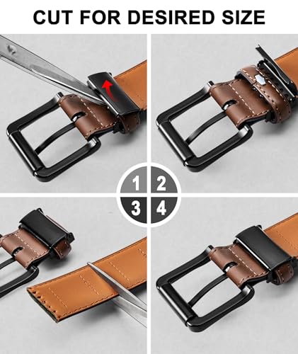 BULLIANT Men Belt Multi Pack,Adjustable Leather Belt For Men Dress Casual Jeans Golf 1 3/8",Cut For Fit3