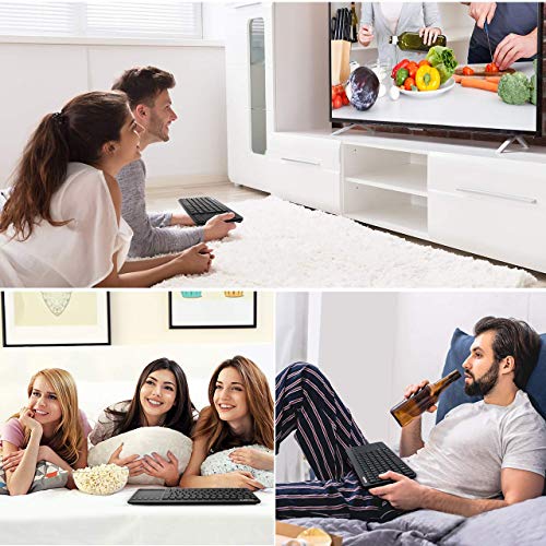 VicTsing Wireless Touchpad Keyboard, 2.4Ghz USB Mini Wireless TV Trackpad Keyboard for Tablet MacBook Windows Computer Gaming Device, Black