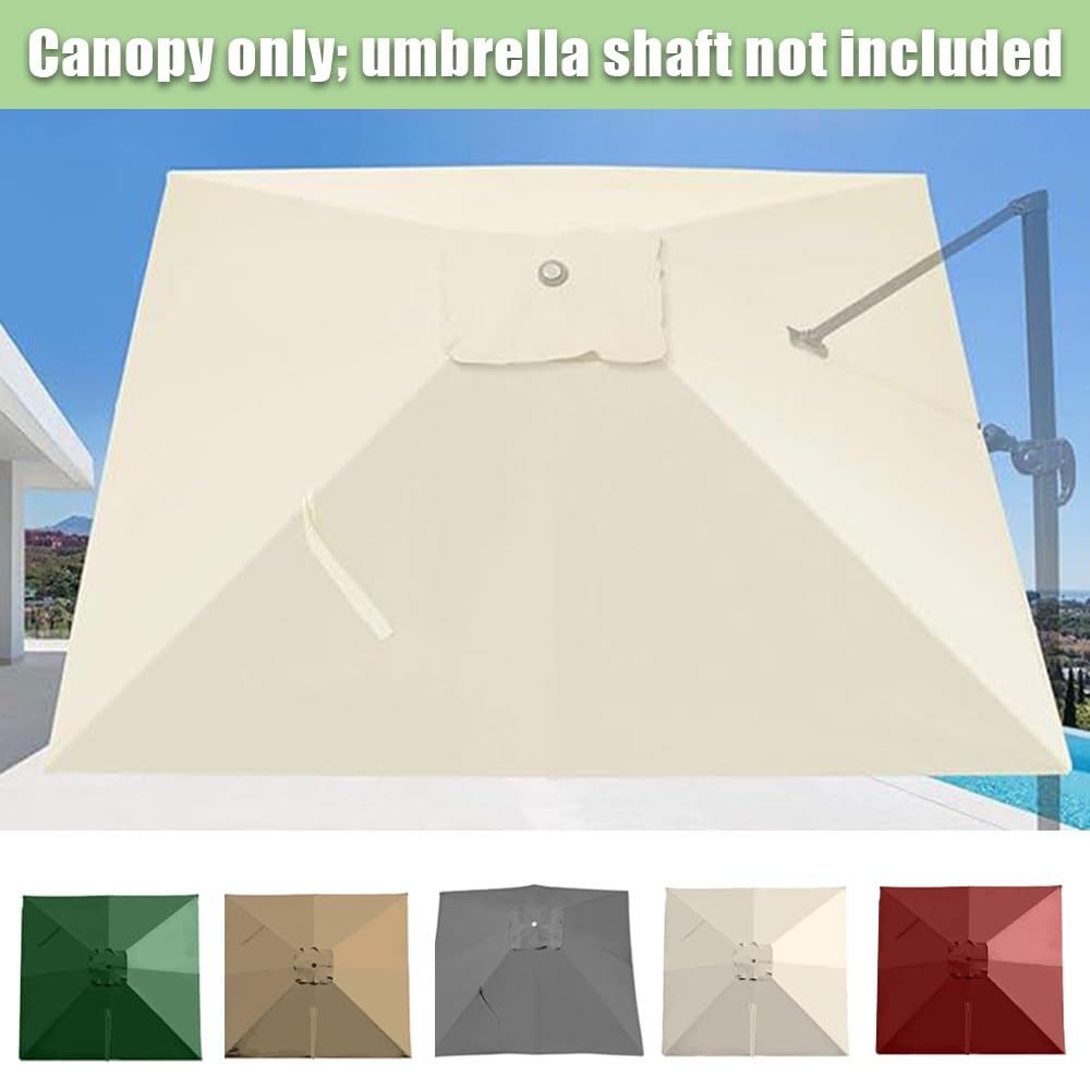 8 Stecche Telo Di Ricambio Per Ombrellone Da Giardino 2.5x2.5m 3x3.0m 3x4m Copertura Per Ombrellone A Sbalzo, Baldacchino Telo Di Ricambio Per Terrazza(Gray,3x3.0m/9.8x9.8ft)