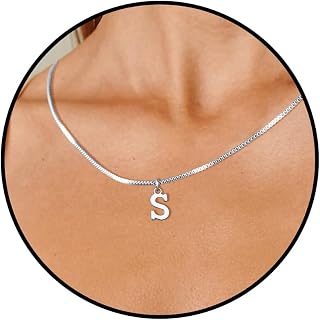 Necklace Women Letter Necklace A-Z Necklace Women Silver Letter Necklace for Girlfriend 14K Gold Plated Pendant Necklace Graduation Birthday Gifts for Women