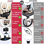 19 inch LED Ring Light LCD Display Touch Screen with Tripod Stand Dimmable Makeup Ring Light for Studio Portrait YouTube Vlog Video Shooting with Remote Controller, CRI>90