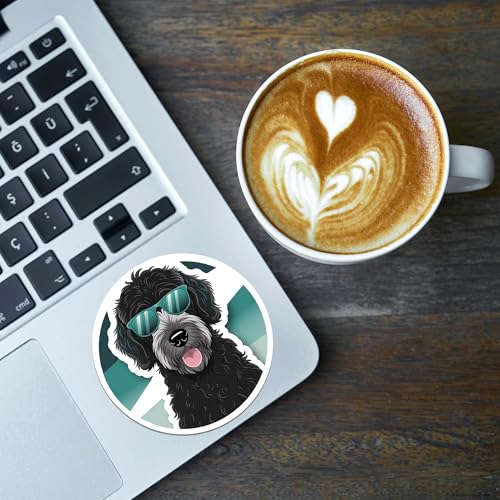 Image of Black Labradoodle Sticker 8 Pcs (Large Size) Vinyl Stickers Laptop Waterproof Decal for Car Bumper Water Bottle Window Funny Party Birthday Decorations - Size 4 Inches