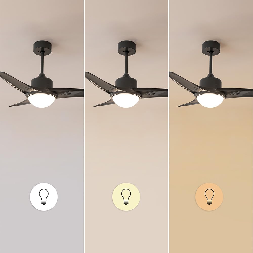 Cecotec Ventilatore da Soffitto con Luce EnergySilence Aero 470. 55 W, Diametro 106 cm, Luce LED, 3 Pale, 3 Velocità, Timer, Funzione Invernale, Telecomando, Design Nero