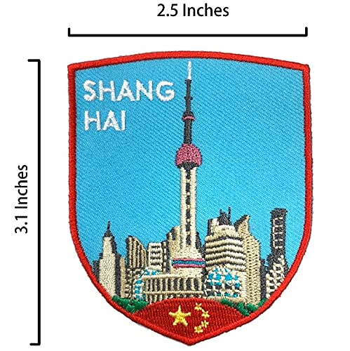 A-One Shanghai Oriental Pearl Tv Tower China 3D Memo Fridge Magnet 1Pc+Shanghai Lujiazui City Embroidery Patch 1Pc, Landmark Photo Magnet, Biker Patch For Clothes Dresses Tourist Souvenir C162+233 #TOP2