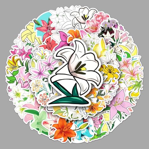 50枚 ユリの花 植物 ステッカーセット おしゃれ 人気 防水 スーツケース ギター 車 バイク 自転車 水筒 ヘルメット パソコン スマホ ノート 可愛い 漫画 花柄 シール デカール スノボ スケートボード 荷物 スマホケース 用