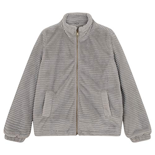 SUNDAY ROSE Women's Sherpa Jacket Full Zip Faux Fur Coat Fuzzy Shearling Jacket Outwear with Pocket-Grey,Small