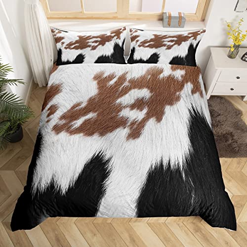 Juego de funda nórdica de piel de vaca para niños, adultos, piel de vaca, juego de ropa de cama, 135x200 cm, para niños, animales para habitaciones ultra suaves, decoración con cremallera