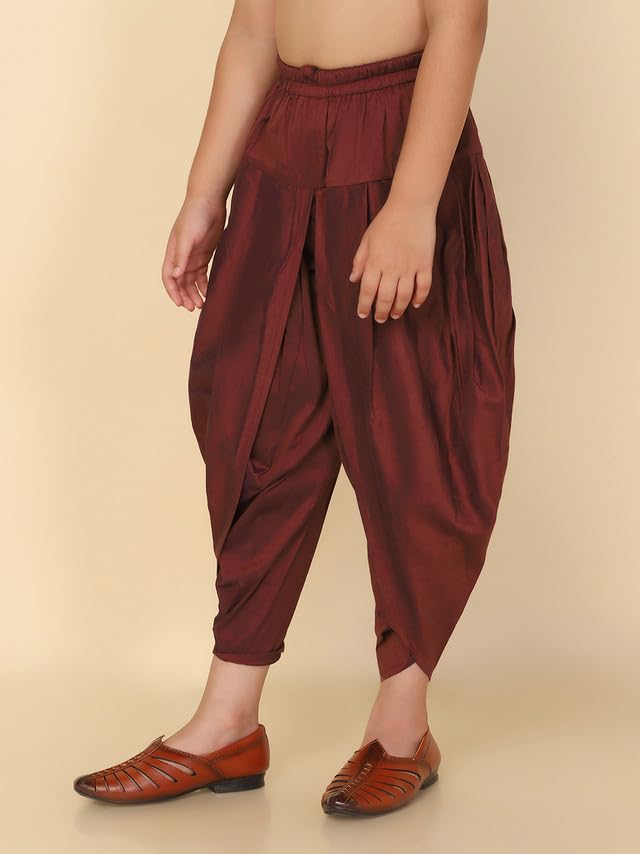 Kisah Kids Dhoti, Cotton Blend Solid Maroon Dhoti Pant For Boys, 11 Years - 12 Years