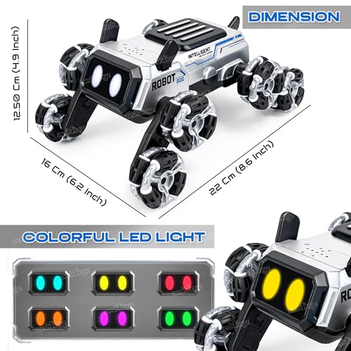 Image of Zest 4 Toyz Remote Control Car Toy for Kids Adults | Robot Dog | 8x8 Drift Robo Rechargeable RC Car | 8WD 360 Rotation Wheels | 45+ft Range 2.4GHz Remote | Light & Sound Display - Assorted