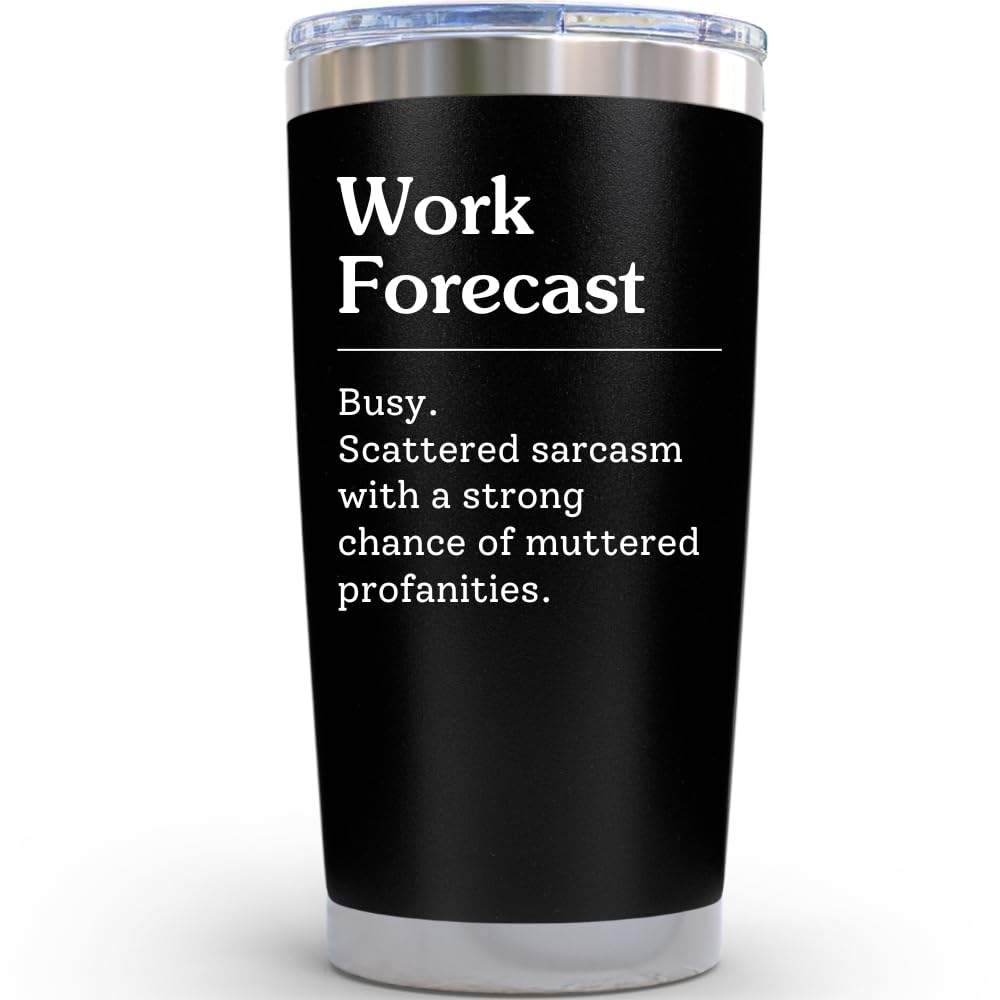 Work Anniversary Mug Gift - Work Forecast -Funny Work Gifts for Coworker, Work Besties Friendship Gifts for Women Men, Coffee Tumbler Gag Gift for Men At Work Appreciation Cup, Gift for Coworker