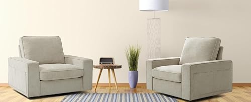 Miniatura 7 de TEKAMON Silla decorativa giratoria, sillón individual giratorio de gran tamaño, sillón moderno de tela de felpilla para sala de estaroficina con