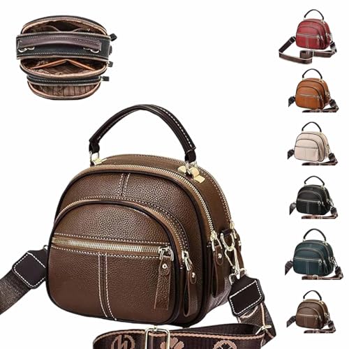 Bousalutend Crossbody Bag Classic Multifunctional Compartments Adjustable Wide Shoulder Strap Leather Crossbody Bag