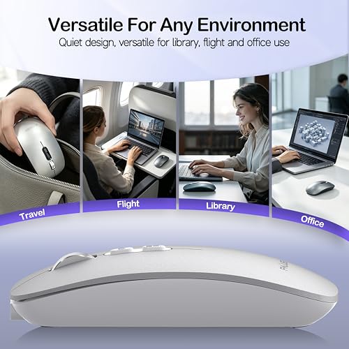 Image of FMOUSE Slim Wireless Mouse, Tri-Mode 2.4G /Bluetooth, Rechargeable - Silver
