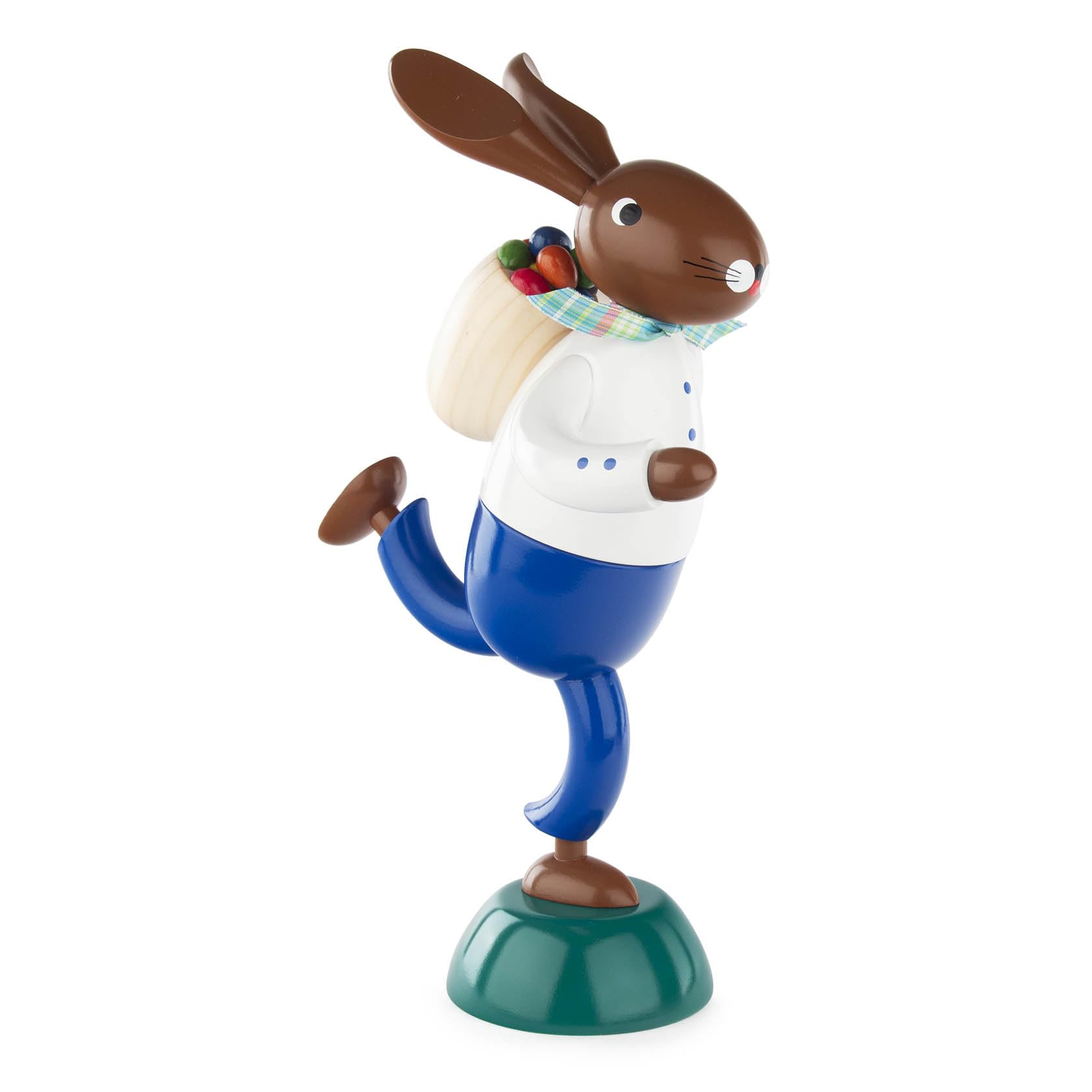 Osterdekoration Hase Eierdieb mit Kiepe und Korb, groß - Osterhasenfigur - Osterdeko – Osterhase – Osterfigur – Ostern & Frühjahr - Holzfigur – Handarbeit aus dem Erzgebirge – Höhe ca. 35,3 cm - NEU