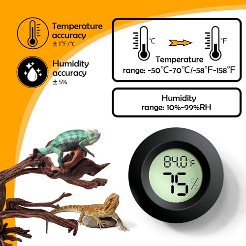 image for BSRESIN Reptile Tank Accessories, 2 PCS Reptile Thermometer and Humidi