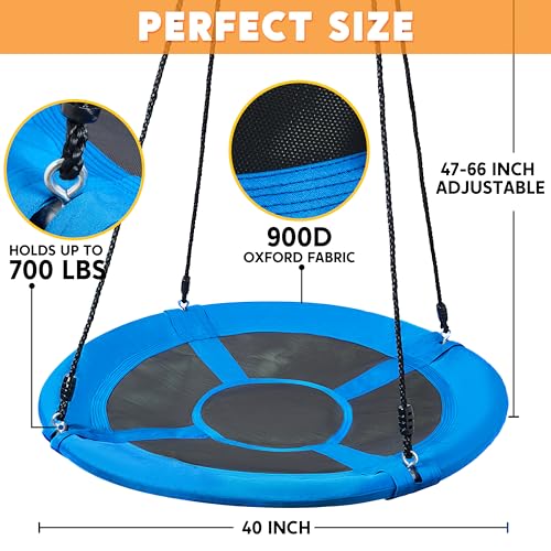 Turfee 40 Inch Saucer Tree Swing Set - 700Lb Weight Capacity, 900D Oxford Waterproof, With Hanging Straps Swings For Kids Playground Outdoor Activity Backyard Daily Exercise Fun thumb #1