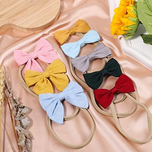 doboi 24pcs Baby Girls Flower and Hair Bows Headbands Soft Nylon Hairbands Elastic Hair Accessories for Newborns Infants Toddlers and Kids