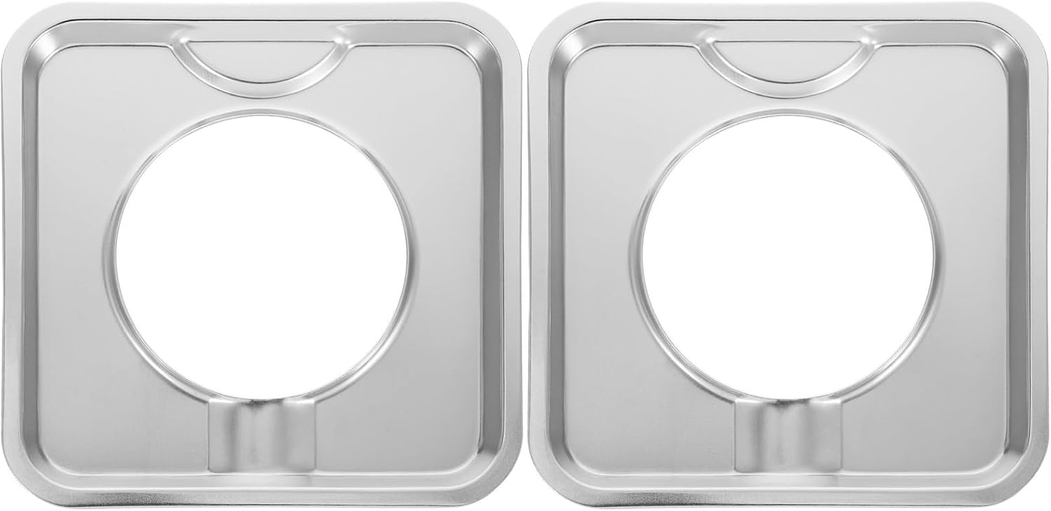 2pcs Stainless Steel Gas Stove Drip Pans Square Shape with Large Coverage Area and High-temperature Resistance for Home Kitchens Replacement