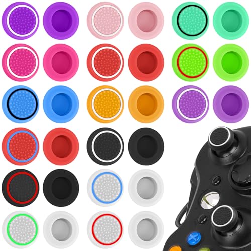 CONJURAIDE 30 Stück PS5 Controller Stick Aufsätze, Silikon Thumbsticks Caps Dualsense PS4 PS5 Xbox Controller Grip Zubehör Ersatzteile Sticks Kappen Gadgets für Joystick Aufsätze (15 Farben)