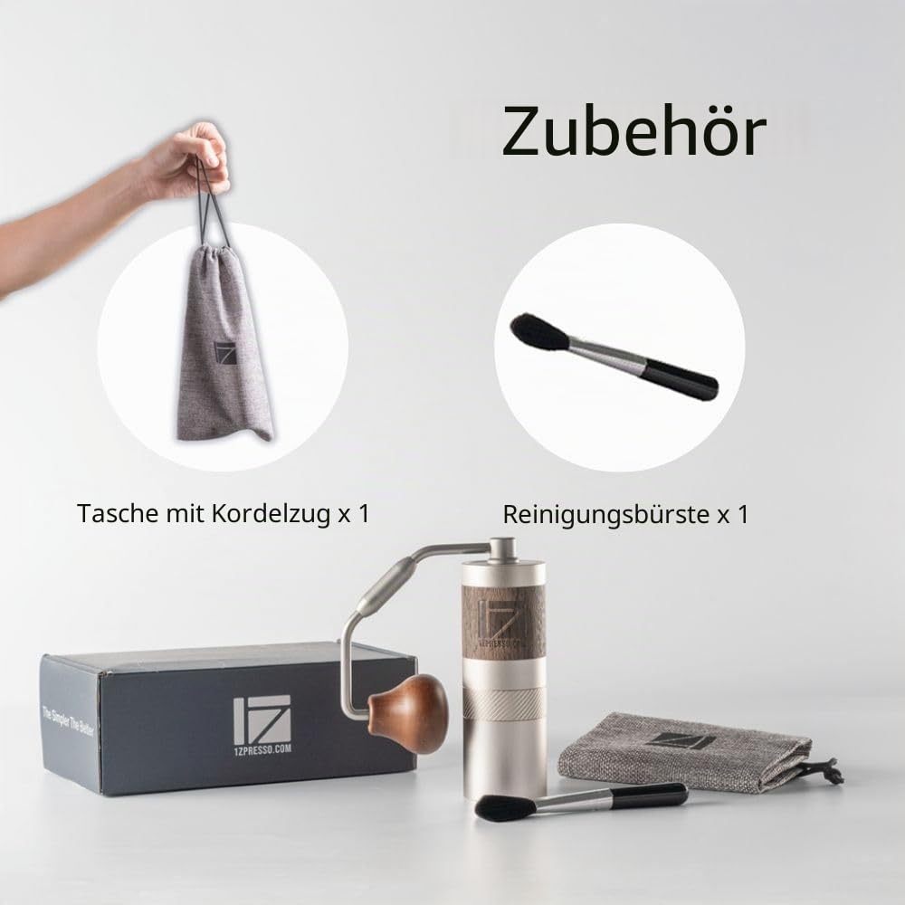 1Zpresso Q Manuelle Kaffeemühle Heptagonal Version, faltbarer Griff, Mini Slim Travel Größe Passt in den Kolben, Montage Edelstahl konischer Grat, Numerisch einstellbare Einstellung