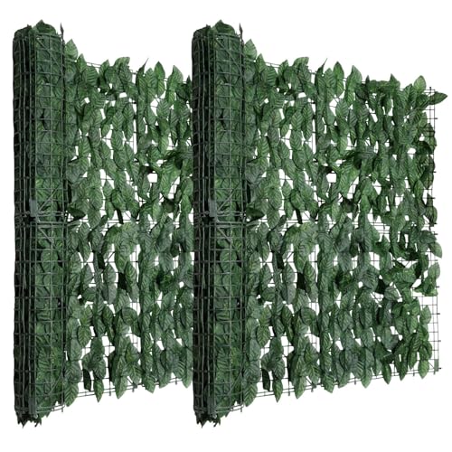 Mantigositeen Künstliche Efeu Hecke Sichtschutz,Efeu Sichtschutz 200 * 300cm,Sichtschutzzaun, Rolle,Efeublätter eignet Sich perfekt für Terrassenbereiche im Freien