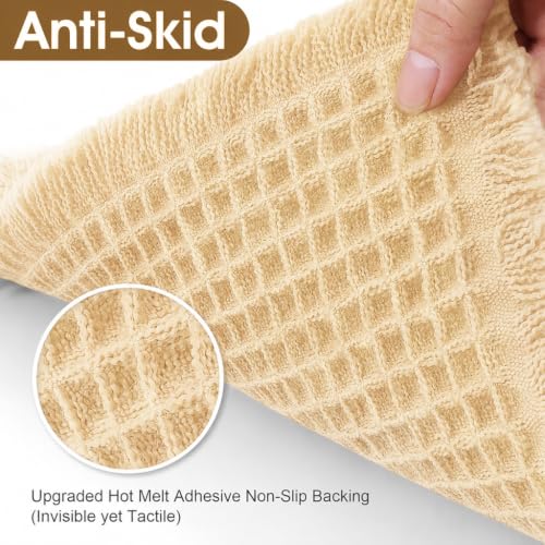 Image of HASTHIP Waffle Bath Rug Absorbent Non Slip Bath Mat Cream White