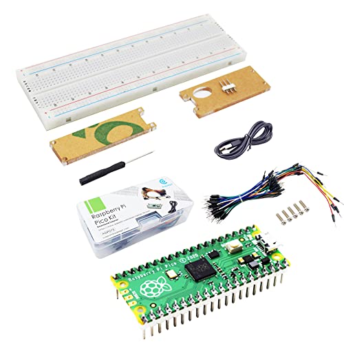 Adeept Raspberry Pi Pico Carte microcontrôleur avec tête pré-soudée, basé sur Raspberry Pi RP2040 kit de démarrage Pico avec platine d'expérienceétui de protection en acrylique et câbles de démarrage Cover