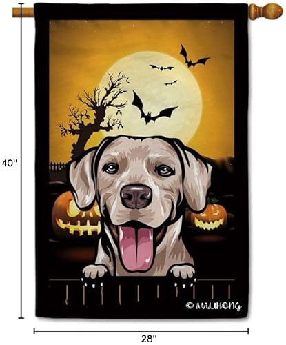 Miniatura 6 de Bandera de jardín de calabaza de feliz Halloween Jack O'Lantern con perro, husky siberiano, Halloween, murciélago, Boo, bandera decorativa para
