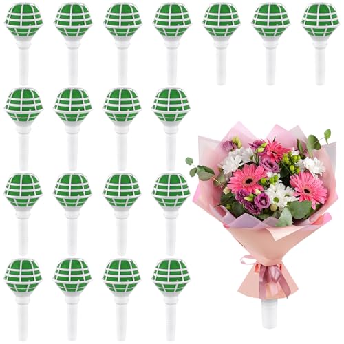 HAKZEON 20 PCS Wedding Bridal Foam Floral Handle Holders, 7 Inch Plastic Bride Flower Bouquet Holder, Bouquet Holder Handle for Wedding DIY Fresh or Artificial Flowers Decor by HAKZEON - Used condition - US$24.69