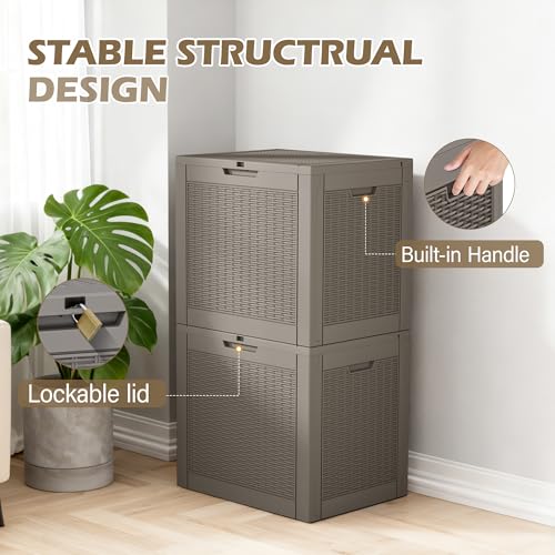 GULAIMOAO Outdoor Storage Waterproof Deck Box for Patio (35 Gallon, Grey) — view 6