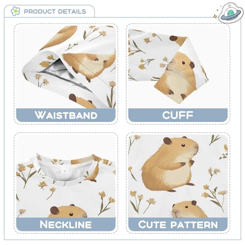 JUNZAN Cute Capybara White Little Girls Sweatshirts Hoodies Fleece Hoodies for Girls Camping 4T3