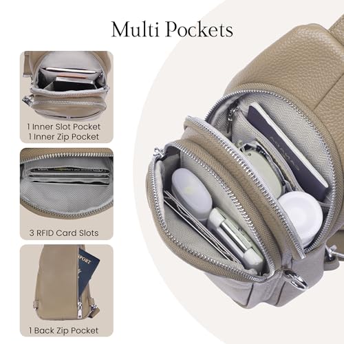 Image of befen Genuine Leather Sling Bag for Women Anti-Theft Crossbody Chest Bags Fanny Packs for Travel with RFID Card Slots