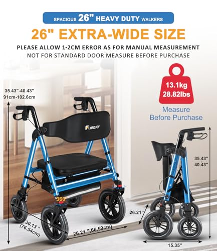 Image of Heavy-Duty Walkers for Seniors with seat,450Lb Bariatric Rollator Walker