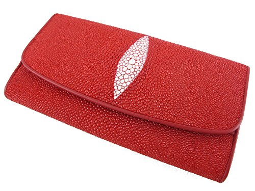 Genuine Stingray Skin Leather Women's Trifold Clutch Wallet Purse