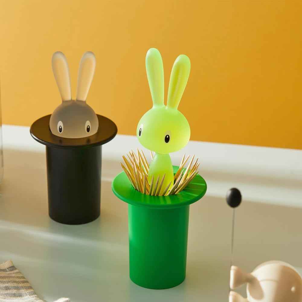 Porta stuzzicadenti coniglio porta stuzzicadenti scatola porta stuzzicadenti autosufficiente in PVC dispenser dolce contenitore per cucina soggiorno verde