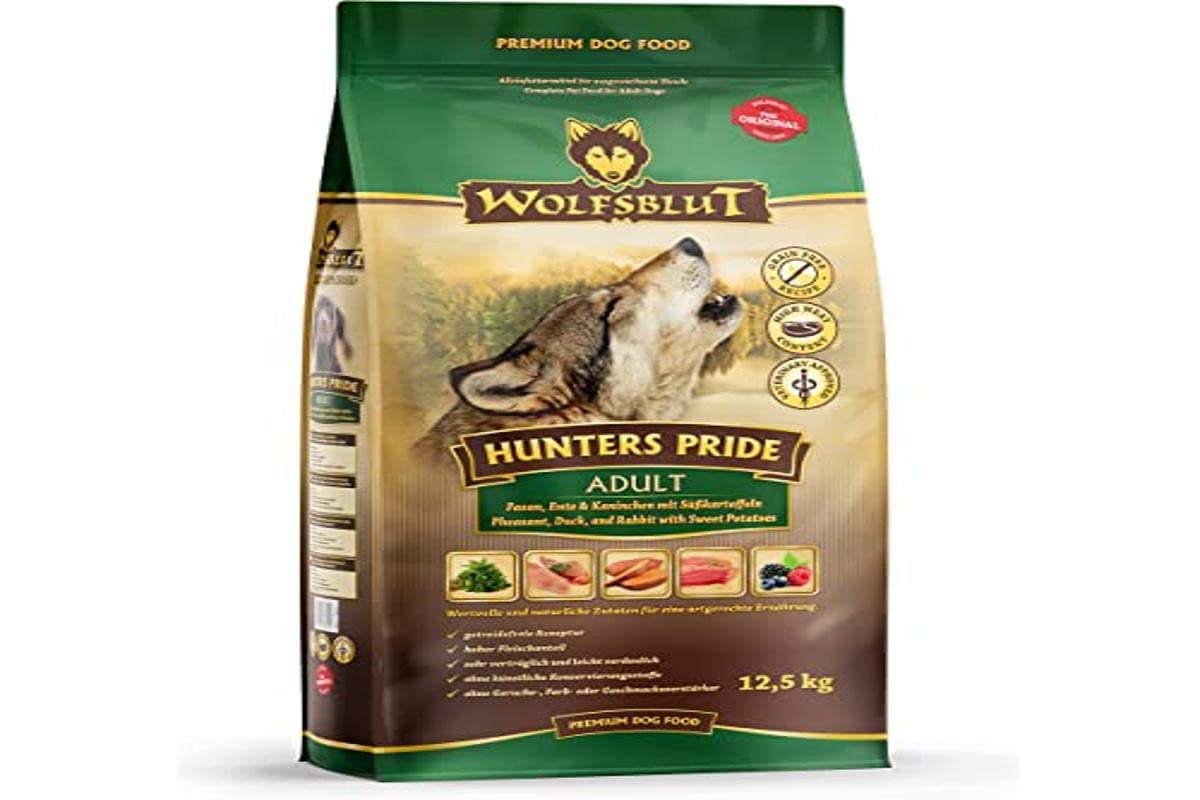 WOLFSBLUT – Hunters Pride Adult | Trockenfutter mit natürlichen Zutaten und wertvollen Superfoods für ausgewachsene Hunde. Getreidefreies Alleinfutter ohne Zusatzstoffe im Beutel | 12,5kg