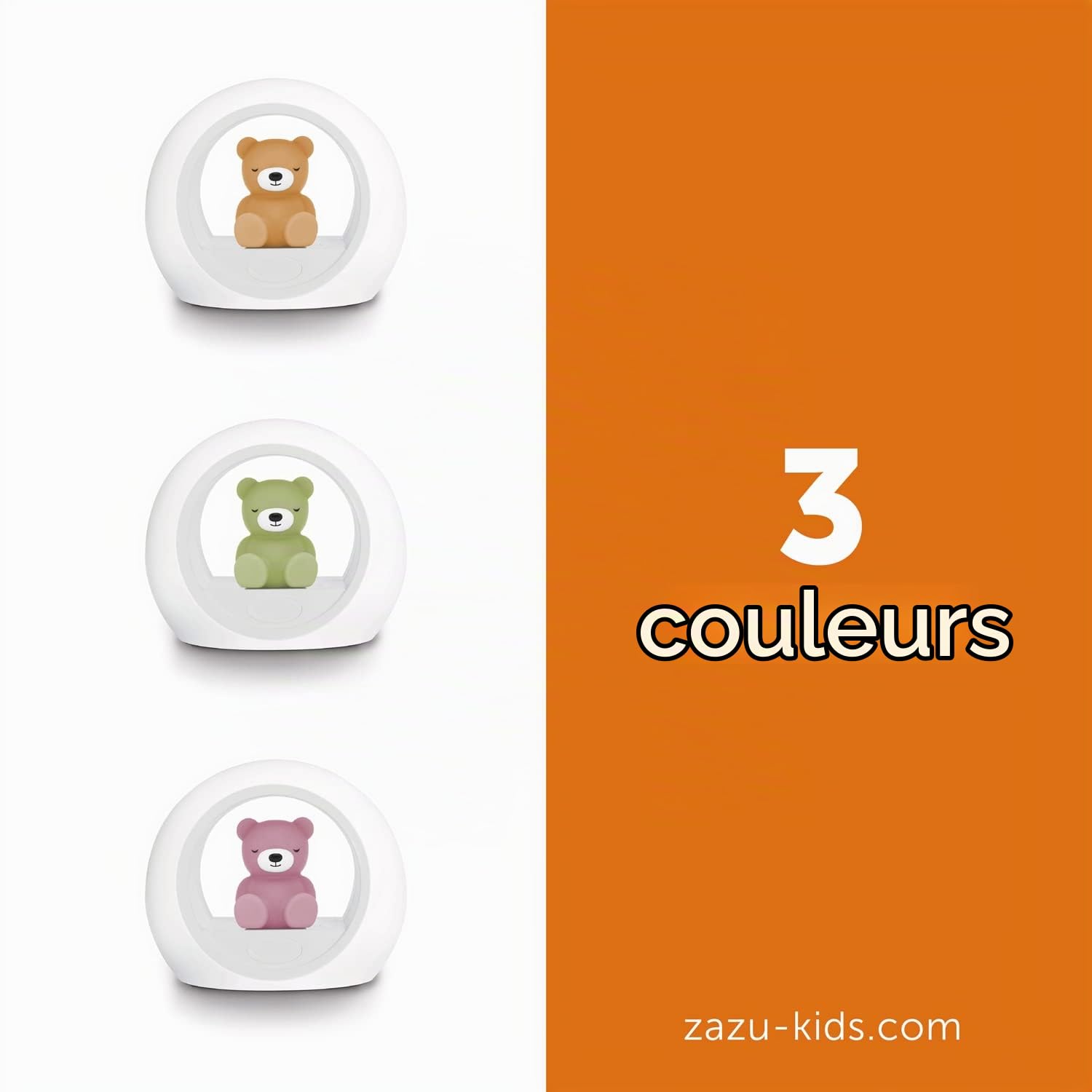 ZAZU Veilleuse Billy l'ours – Effrayez l'obscurité avec Billy | Arrêt automatique et capteur de pleurs | Deux luminosités réglables | Veilleuse activée par les pleurs | Cadeau d'aide au sommeil pour