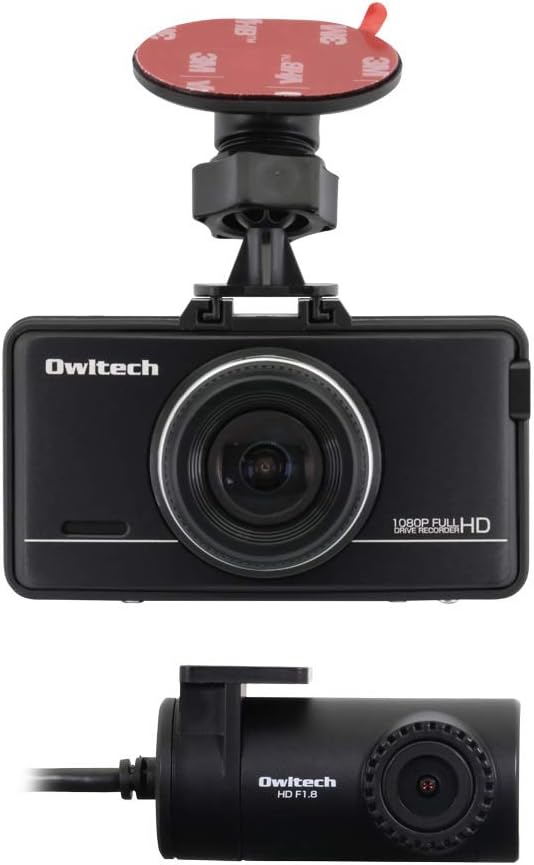 オウルテック 脇阪寿一氏監修 ドライブレコーダー 前後カメラ フルHD GPS付き F1.8レンズ 12V/24V車対応 OWL-DR802G-2C