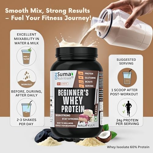 Image of Beginners Whey Protein Powder - 1Kg with Free Shaker | Sugar Free | Support Muscle Growth & Easy to Digest