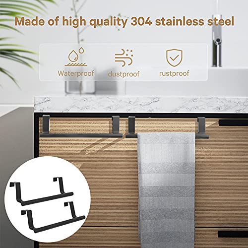 Stainless Steel Over Door Towel Bar - 2 Pack, 9 Inch, Kitchen & Bathroom Towel Holder, Black, 23cm - Image 4